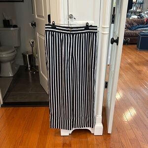 J Crew Navy and White Striped Women's Wide-Leg Pants